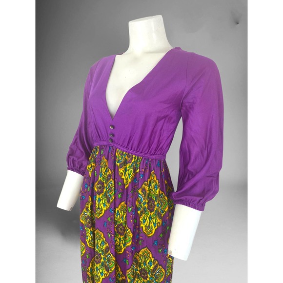 70s Purple Psychedelic Maxi Dress - Picture 4 of 6